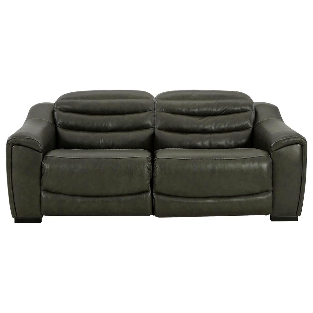 Ashley Center Line 2-Piece Power Symmetrical Reclining Sectional Loveseat in Dark Gray, , large