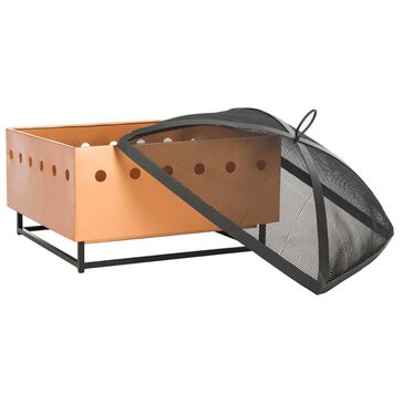 Safavieh Wyatt Square Fire Pit in Copper and Black, , large