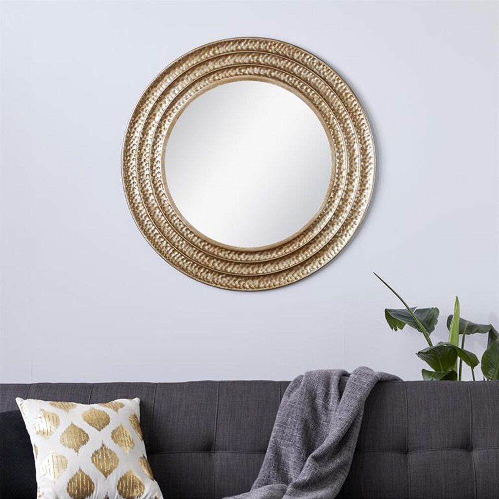 Maple and Jade Glam Metal Wall Mirror in Gold, , large
