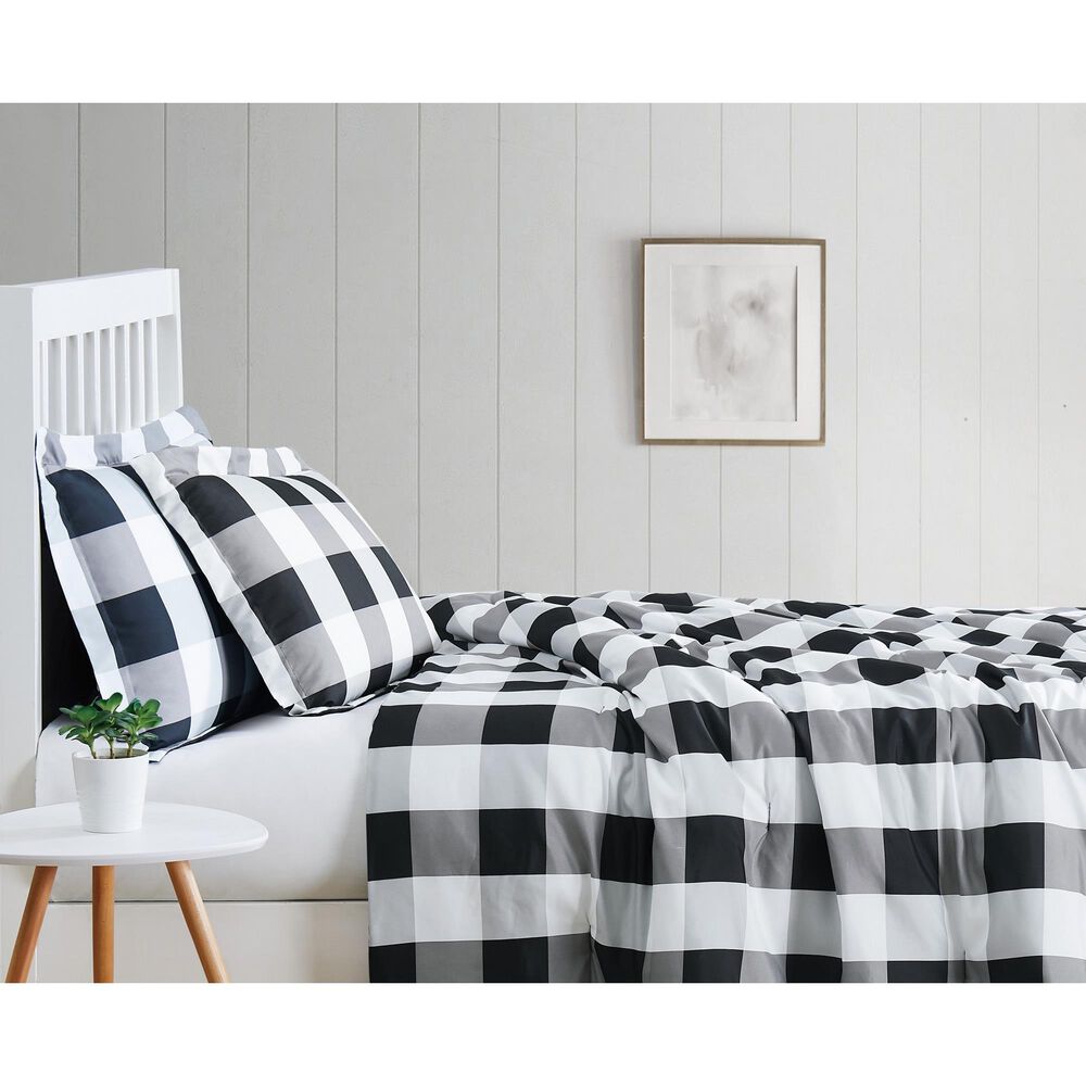 Pem America Truly Soft Everyday 3-Piece Full/Queen Comforter Set in Black and White, , large