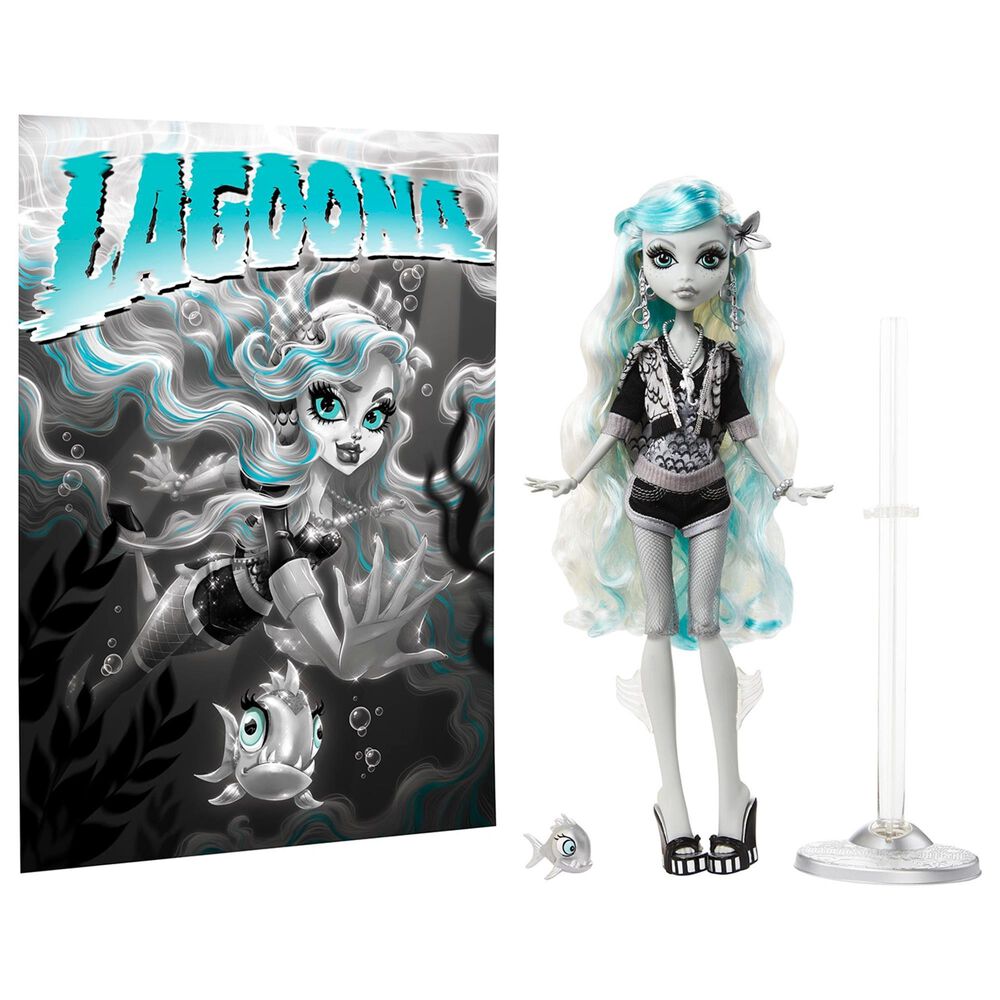 Monster High Reel Drama Doll - Lagoona Blue in Black and White, , large