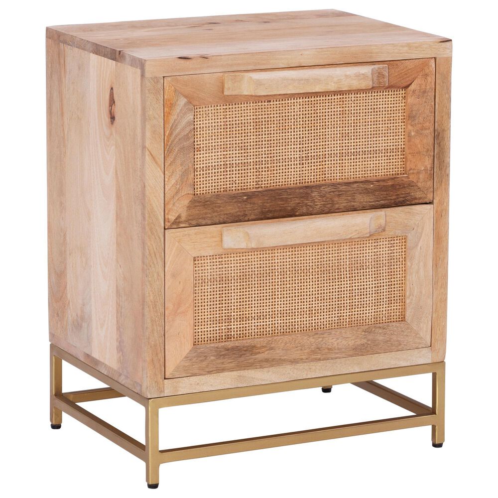 Linon Home Decor Janie 2-Drawer Cabinet in Natural and Gold, , large