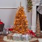 The Gerson Company 5" Pre-Lit Tiffany Tinsel Christmas Tree in Gold, , large
