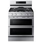 Samsung 2-Piece Kitchen Package with 6 Cu. Ft. Freestanding Gas Range and 2.1 Cu. Ft. Bespoke Fingerprint Resistant Over-the-Range Microwave in Stainless Steel, , large