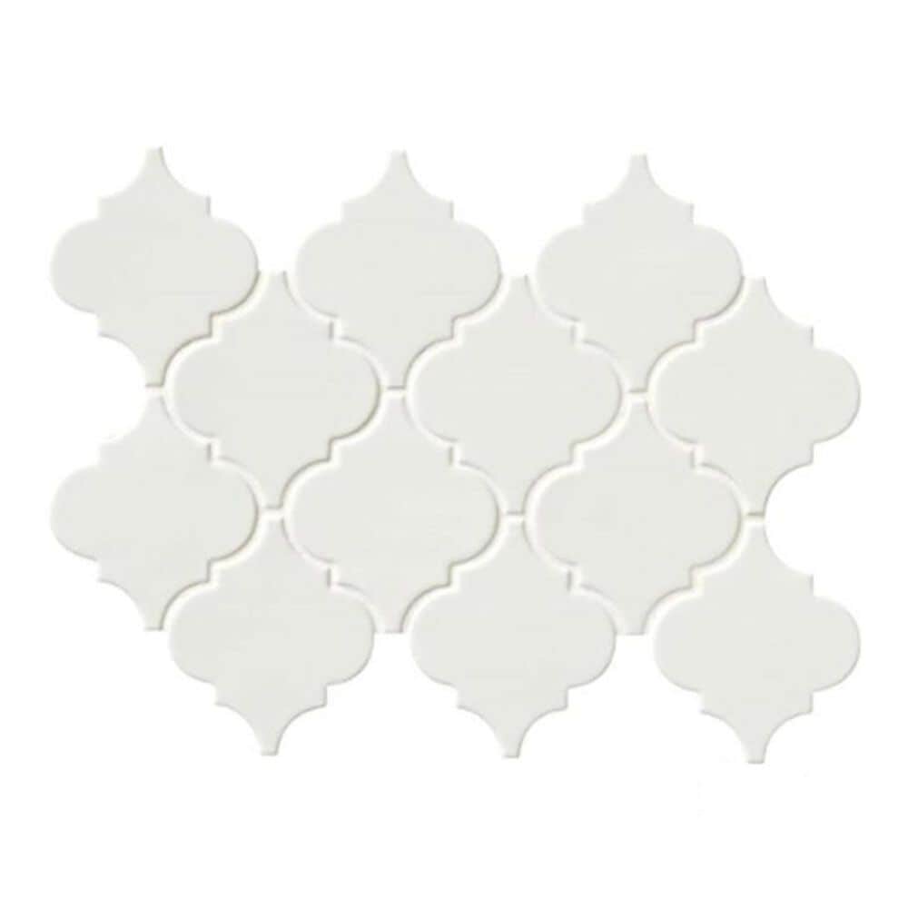 MS International Arabesque Whisper White 15.5" x 11" Ceramic Mosaic Sheet, , large