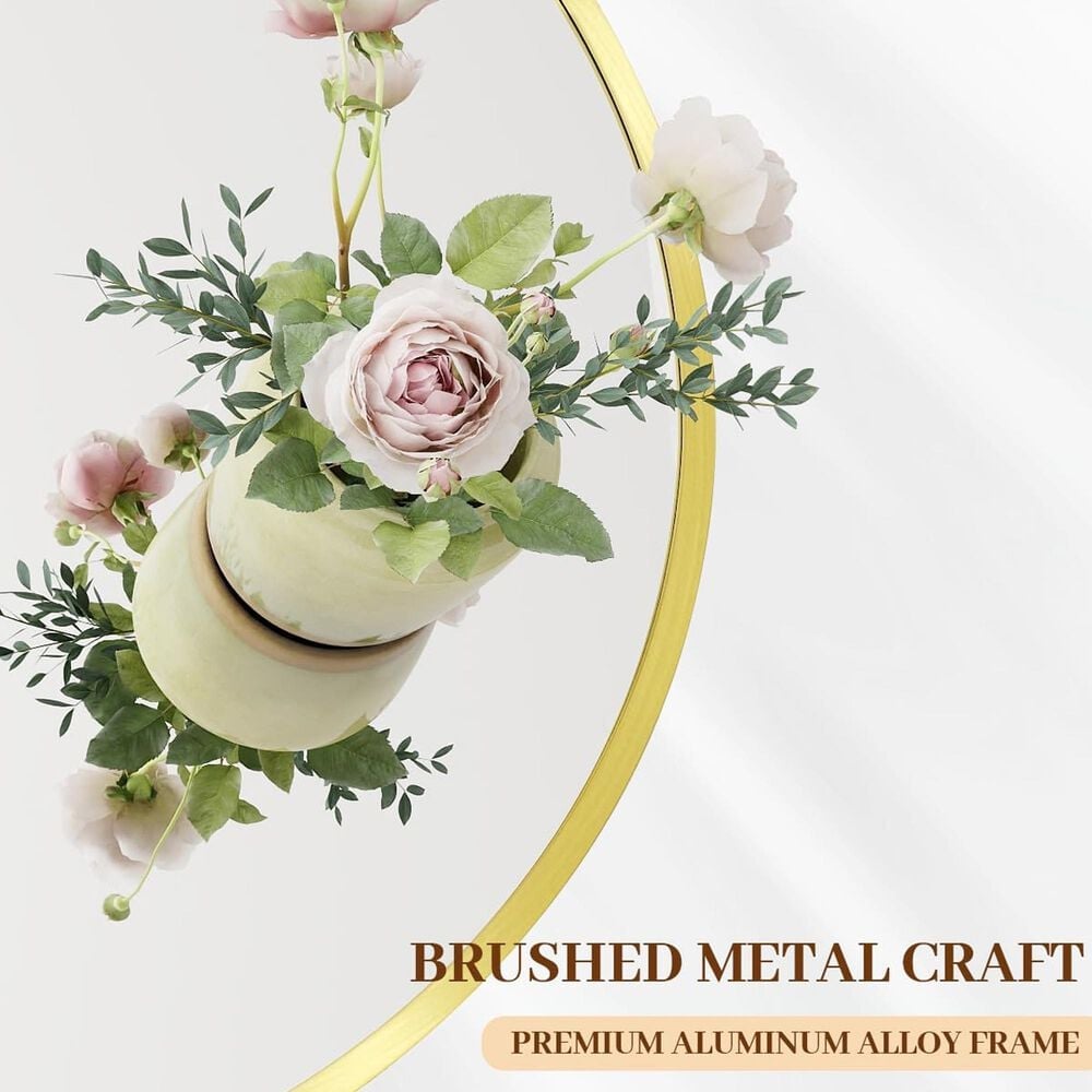 HOMLUX 20" Round Wall Mirror in Gold, , large