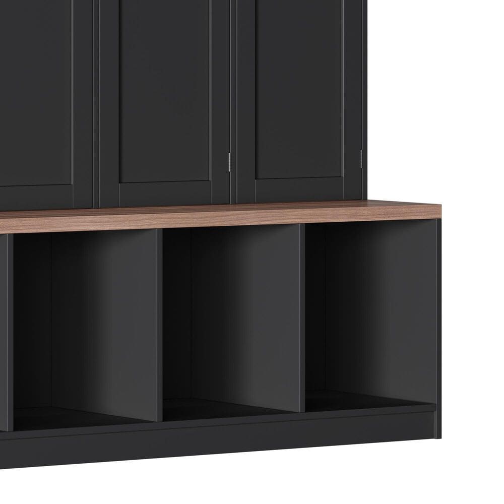HOMLUX 4-Hook Hall Tree with 8-Door in Black and Walnut, , large