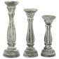 Maple and Jade Turned Pillar Decorative Candle Holder in Washed Gray and Black (Set of 3), , large