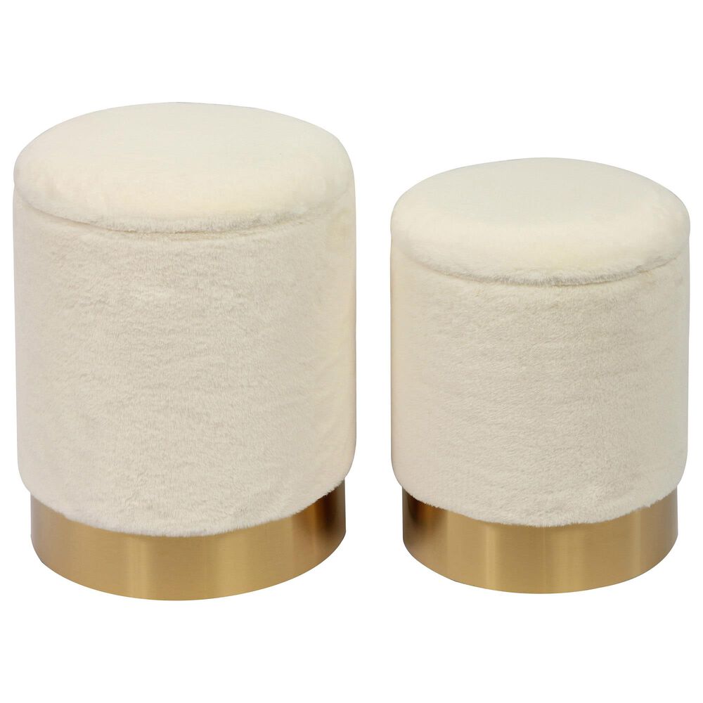 Tov Furniture Teddy Storage Ottoman in Off-White &#40;Set of 2&#41;, , large