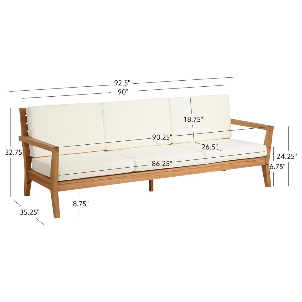 Linon Home Decor Carenen Outdoor 3-Seat Sofa with White Cushions in Natural, , large