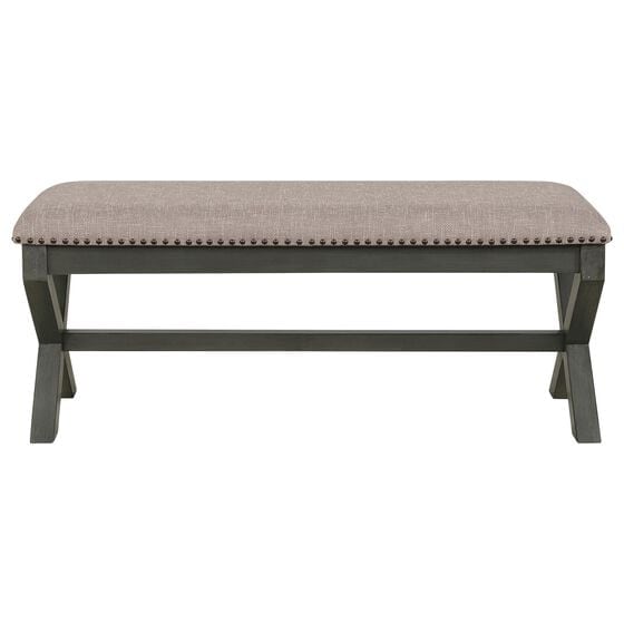 OSP Home Monte Carlo Bench in Antique Grey with Nailhead Trim