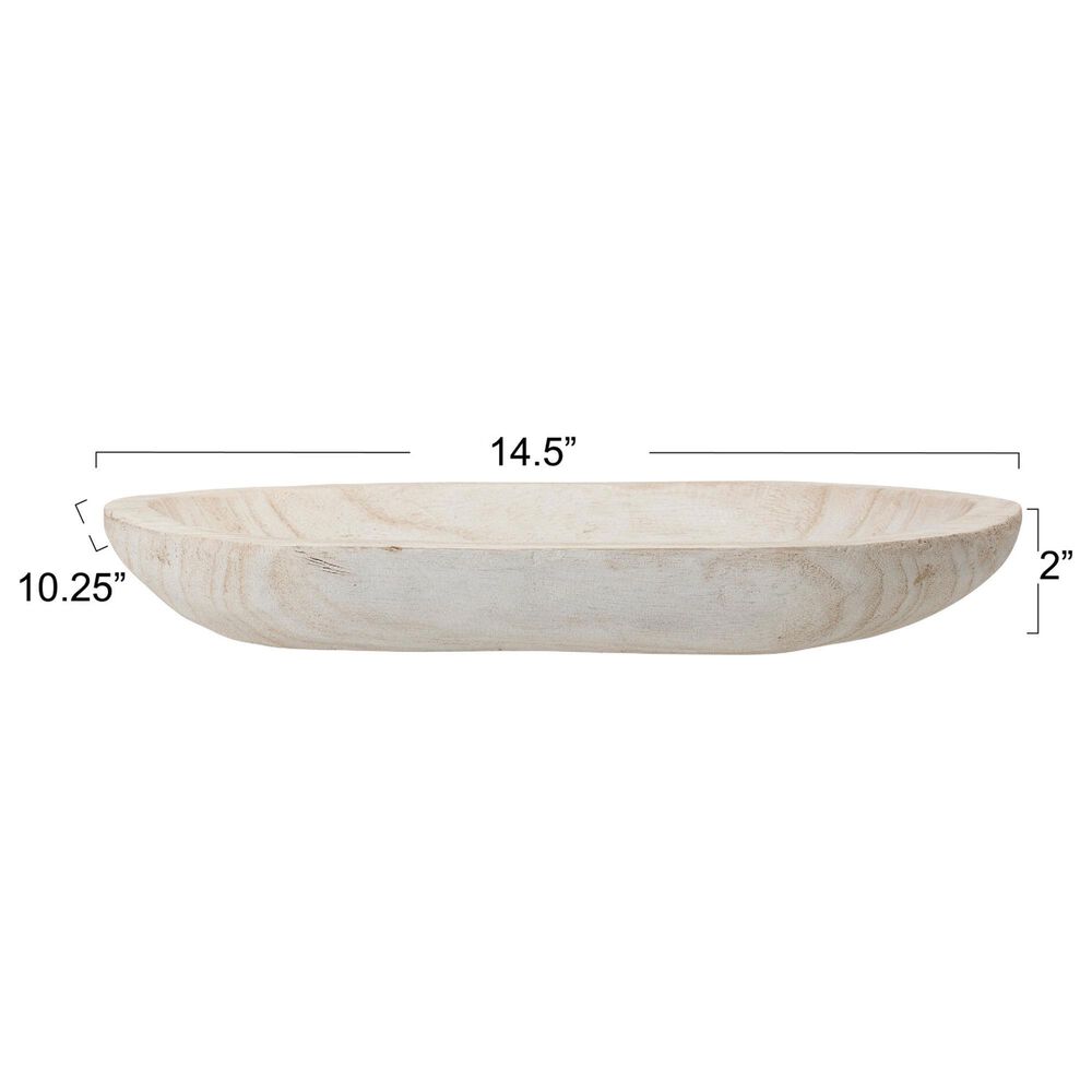 Creative Coop Hand-Carved Wood Bowl in Whitewashed, , large