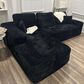 HOMLUX 104" Cloud Sectional Couch Upholstered Modular Sofa with Left L-Shape Chaise, Corduroy Fabric in Black, , large
