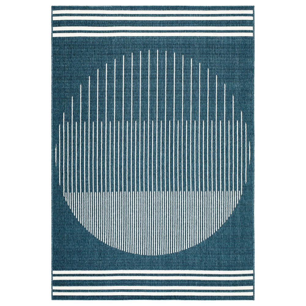 Surya Alfresco 7"3" x 10"6" Marine Blue, Light Silver, Slate Blue and Metallic Silver Indoor/Outdoor Area Rug, , large