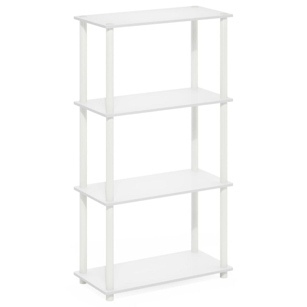 HOMLUX Turn-N-Tube 4-Tier Multipurpose Shelf Display Rack in White, , large