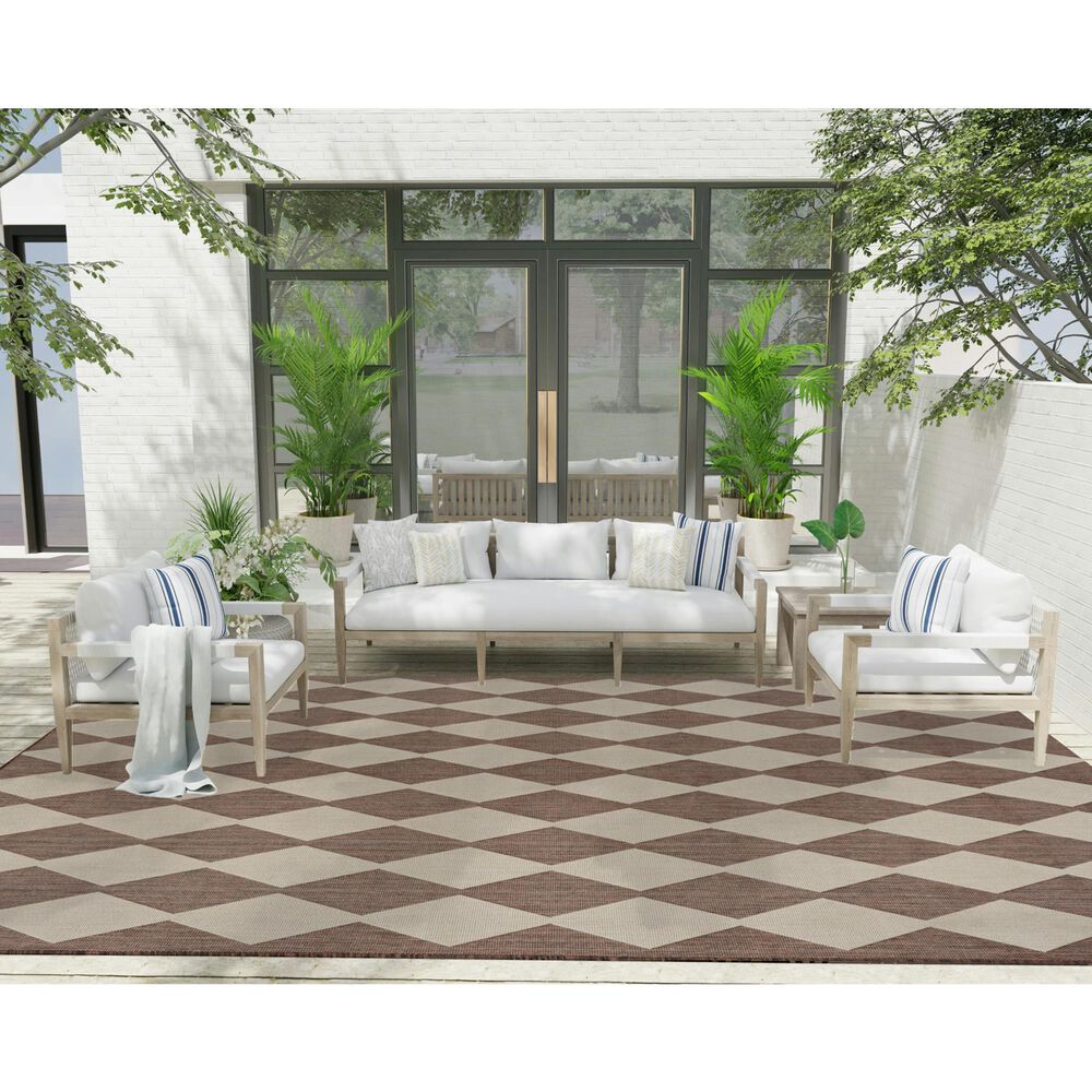 Nourison Positano Geometric Natural 9&#39; x 12&#39; Indoor/Outdoor Area Rug, , large