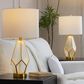 LumiSource Geo Rain Glass Table Lamp in Gold and White (Set of 2), , large