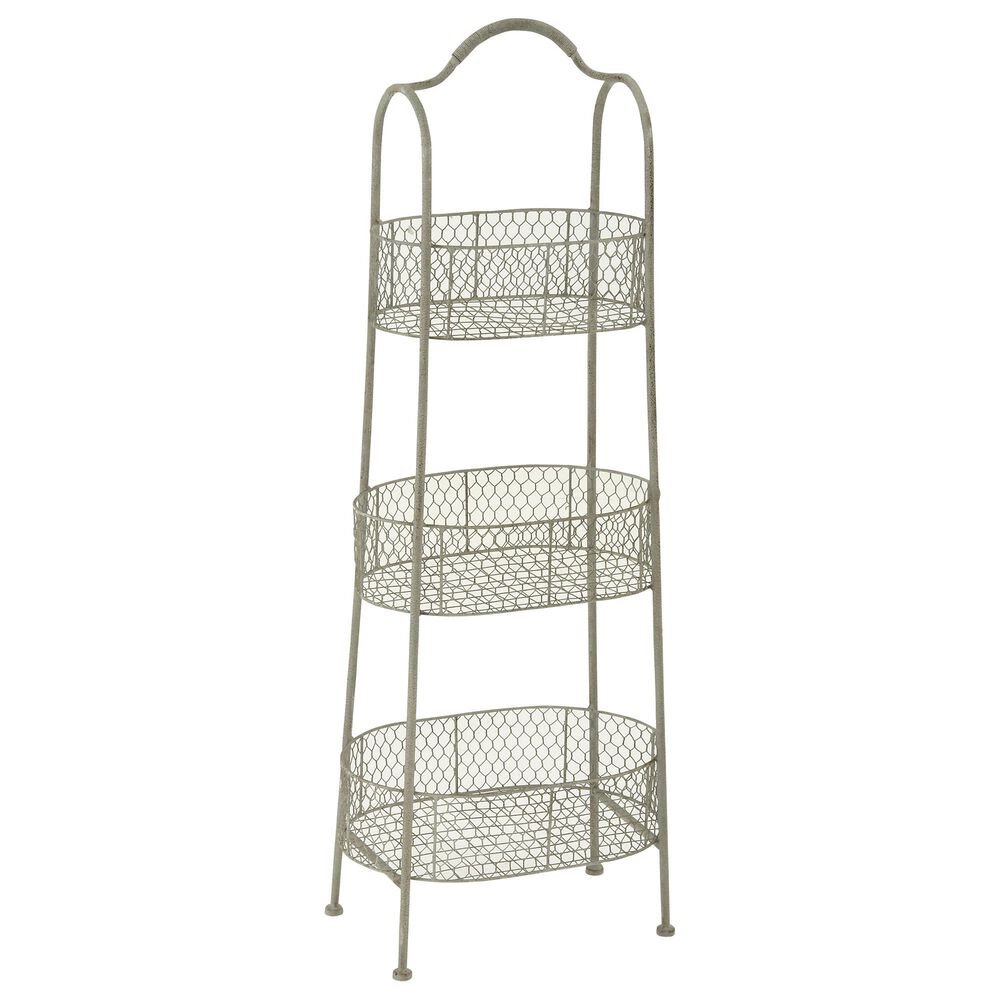 Maple and Jade 41" Farmhouse Metal Tiered Server in Light Gray, , large