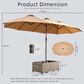 HOMLUX 2-Piece 14.5 ft Patio Umbrella with All-weather Rattan Rectangular Coffee Table Outdoor Set in Khaki, , large