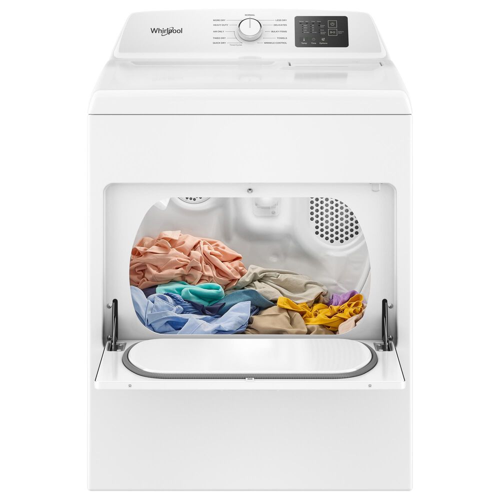 WHIRLPOOL 4.3 Cu. Ft. Top Load Agitator Washer and 7.0 Cu. Ft. Electric Front Load Dryer with Glass Lid Laundry Pair in White, , large