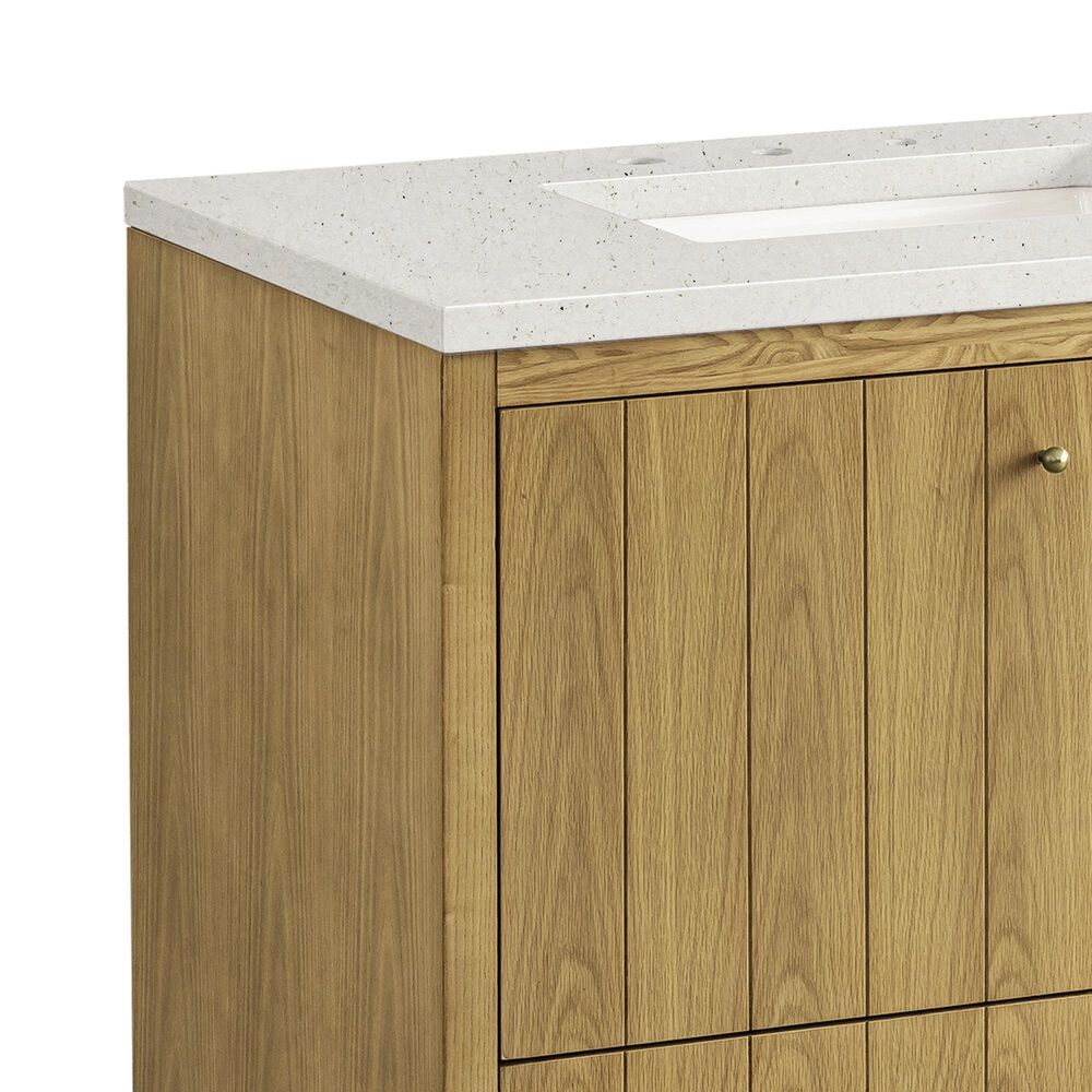 James Martin Vanities Hudson 36" Single Bathroom Vanity in Light Natural Oak with 3 cm Lime Delight Quartz Top and Rectangular Sink, , large