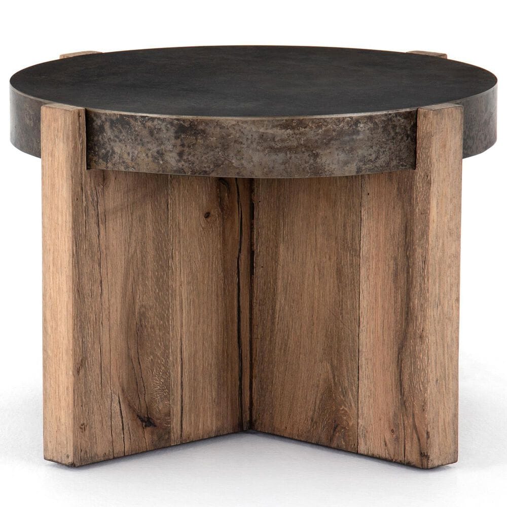 Four Hands Bingham End Table in Rustic Oak and Distressed Iron, , large