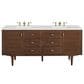 James Martin Vanities Amberly 72" Double Bathroom Vanity in Mid-Century Walnut with Single Hole 3 cm White Zeus Quartz Top and Rectangular Sinks, , large