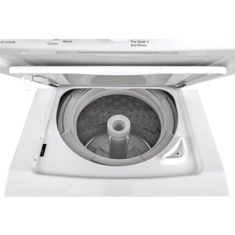 GE Appliances Unitized Spacemaker Electric Stack Laundry in White, , large