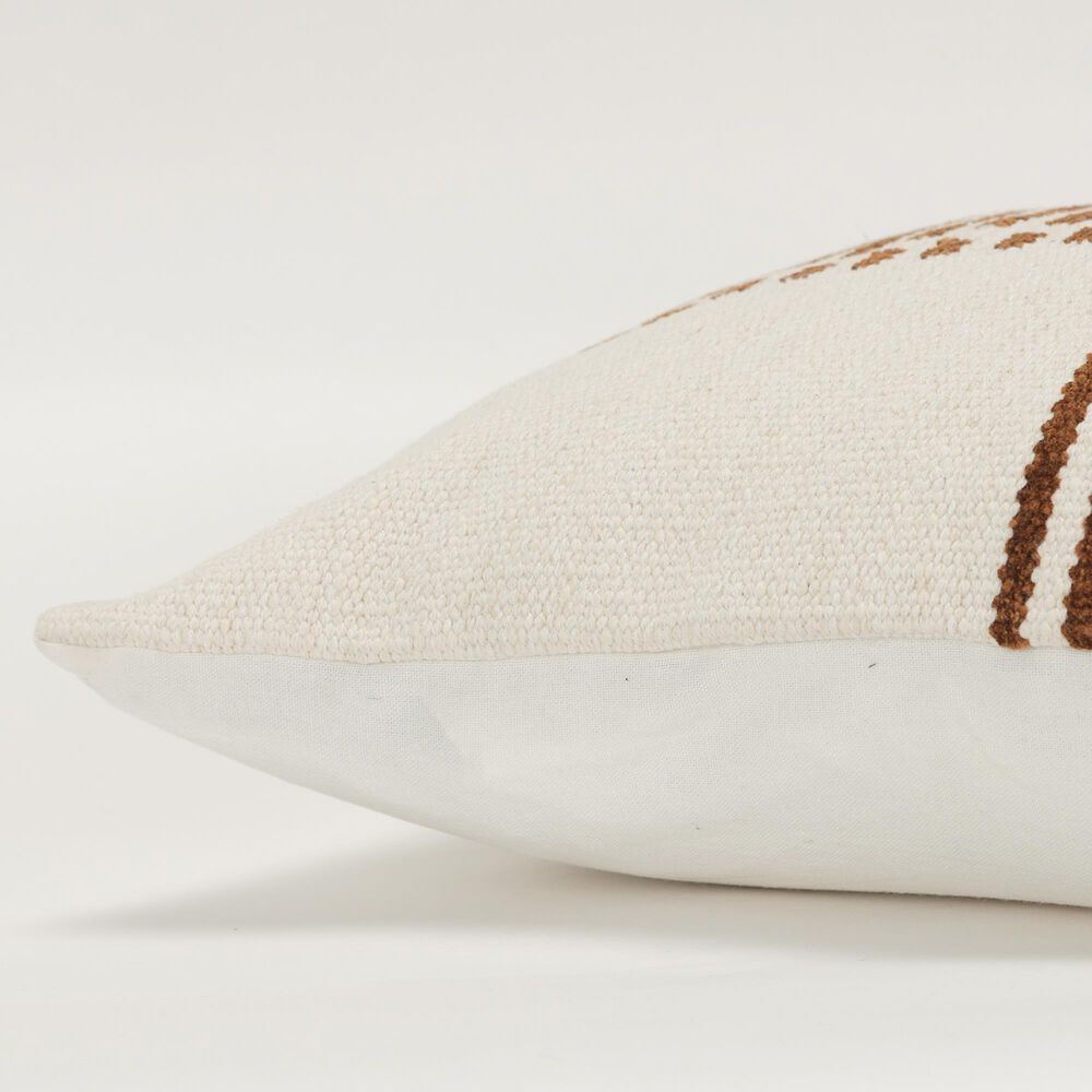 Rizzy Home 14&quot; x 20&quot; Striped Polyester Filled Lumbar Pillow in Natural and Camel, , large