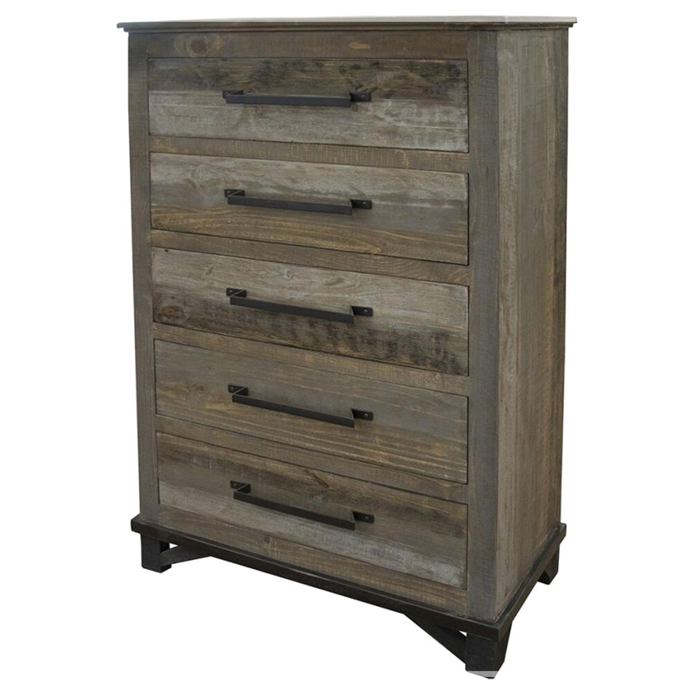 Fallridge Loft Brown 5 Drawer Chest in Gray and Brown, , large