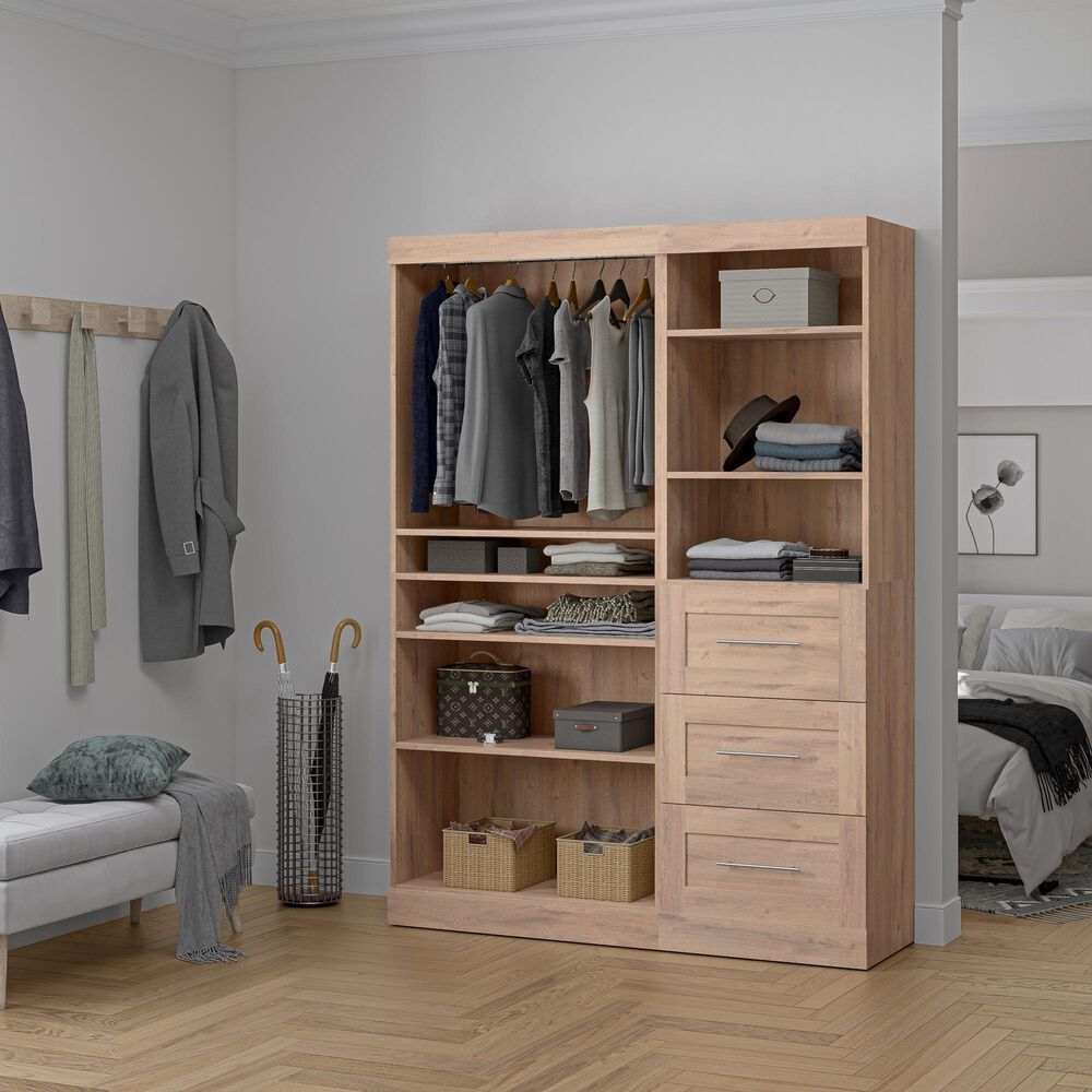 Bestar Pur 61&quot; Closet Organizer in Rustic Brown, , large