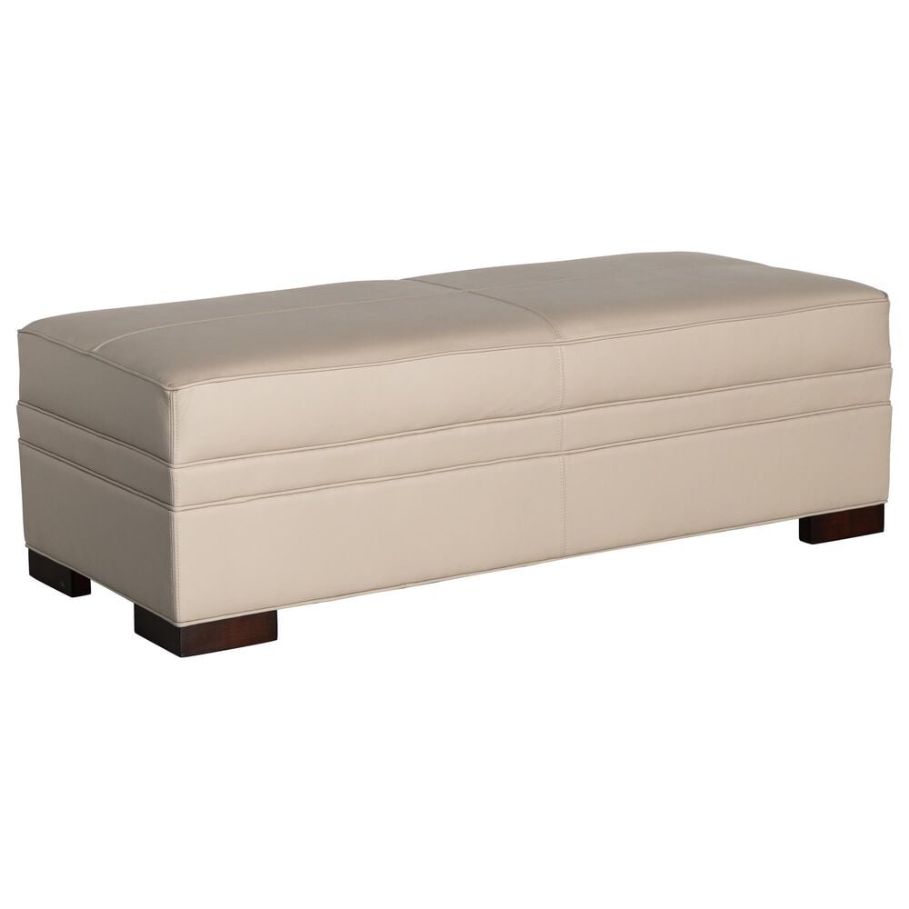 Stickley Furniture Leather Cocktail Ottoman in Taupe, , large