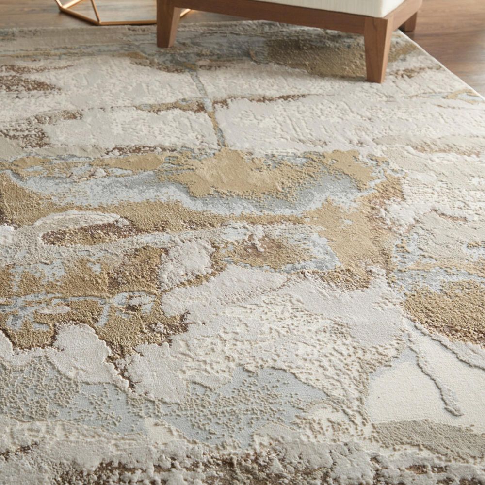 Feizy Aura Gold and Gray 6&#39;7&quot; x 9&#39;6&quot; Area Rug, , large
