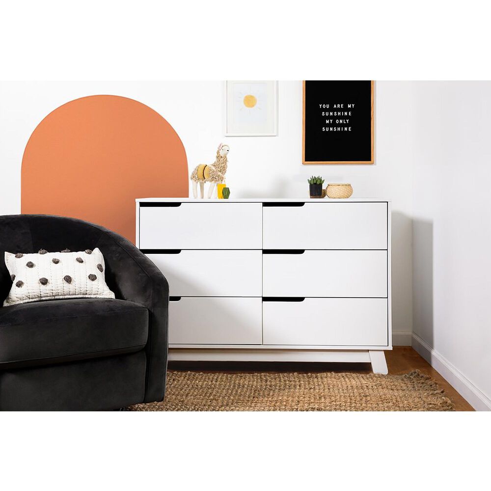 Babyletto Hudson 6 Drawer Double Dresser in White Nebraska Furniture Mart