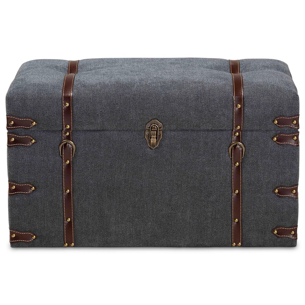 Baxton Studio Palma Storage Trunk Ottoman in Grey, , large