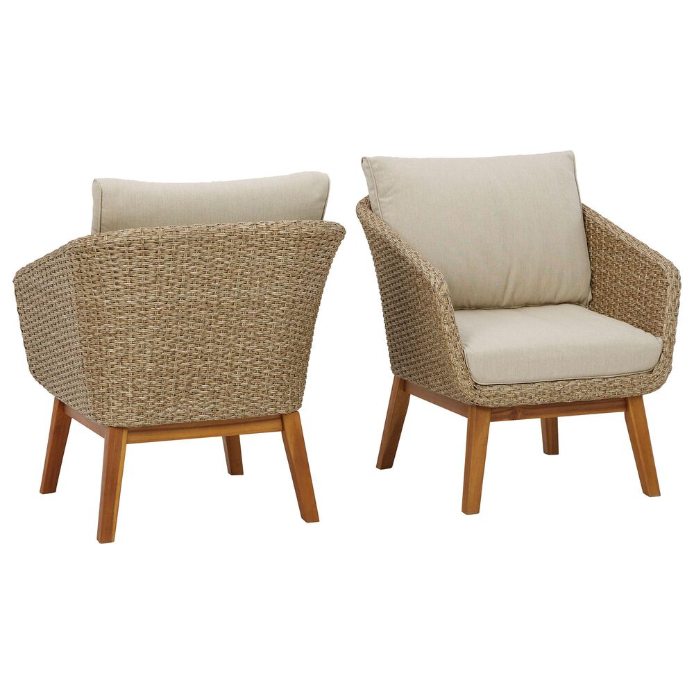 Signature Design by Ashley Crystal Cave Lounge Chair with Beige Cushion in Acacia - Set of 2, , large