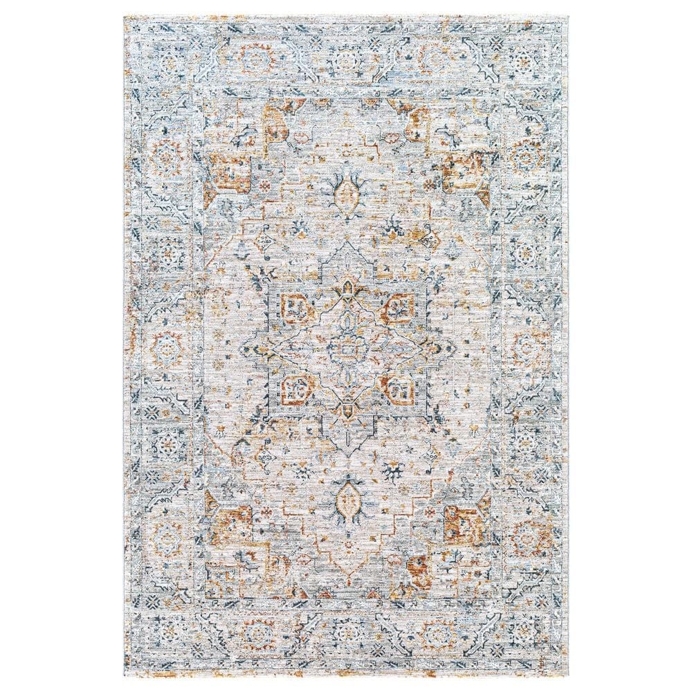 Surya Laila LAA-2312 2"7" x 10" Teal, Sage, Orange, Gray and Cream Runner, , large