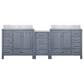 Lexora Home Coraline 92" Double Bathroom Vanity in Dark Grey with White Carrara Marble Top and Rectangular Sinks, , large