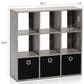 HOMLUX 9-Cube Standing Bookshelf with Bins in Grey, , large