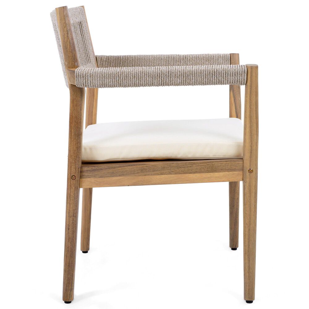 Hearth and Haven 5-Piece Outdoor Dining Set with Cream Cushion in Light Teak, , large