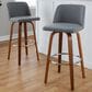 LumiSource Toriano Swivel Bar Stool with Grey Fabric Upholstery in Walnut and Chrome (Set of 2), , large