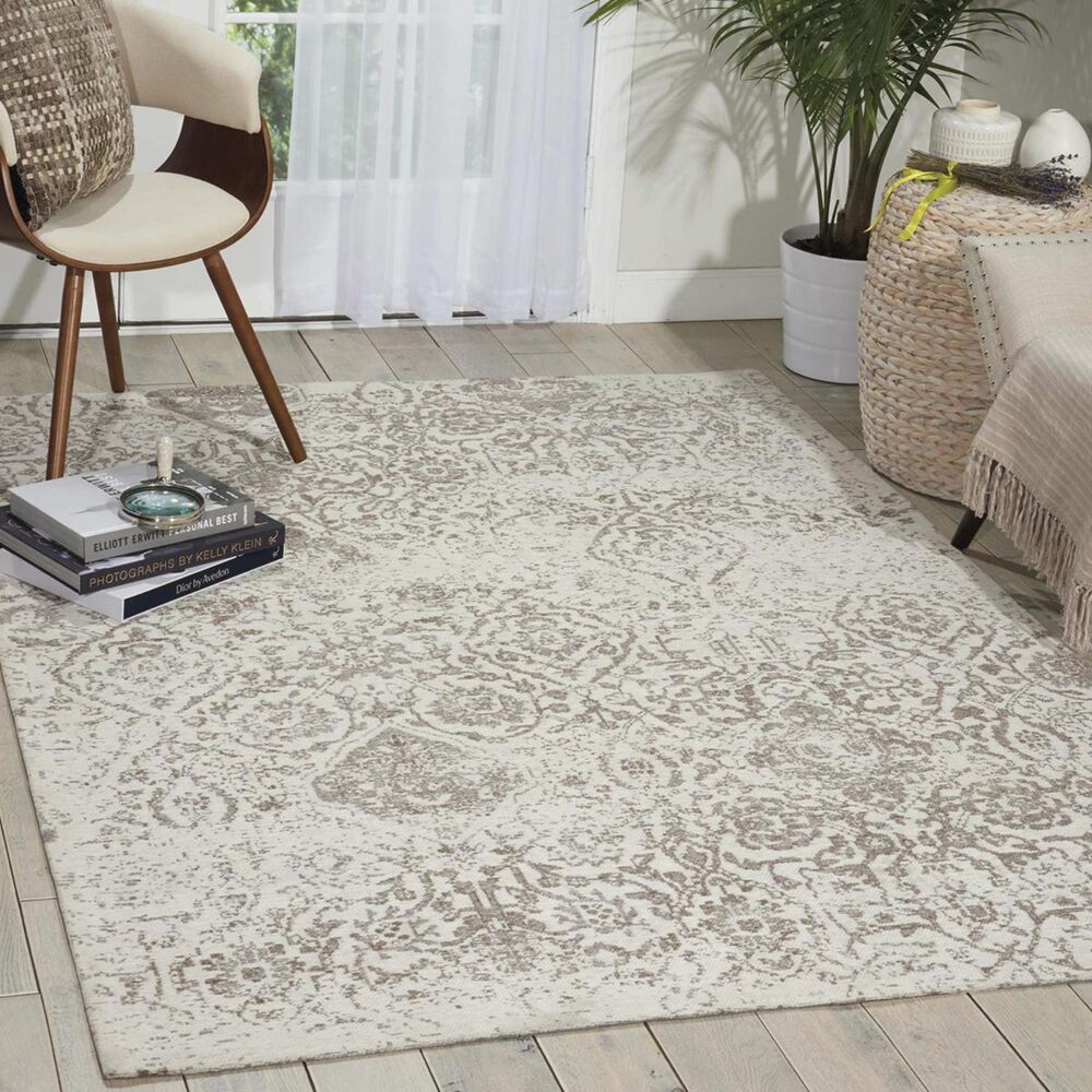 Nourison Damask DAS06 2&#39;3&quot; x 3&#39;9&quot; Ivory Area Rug, , large