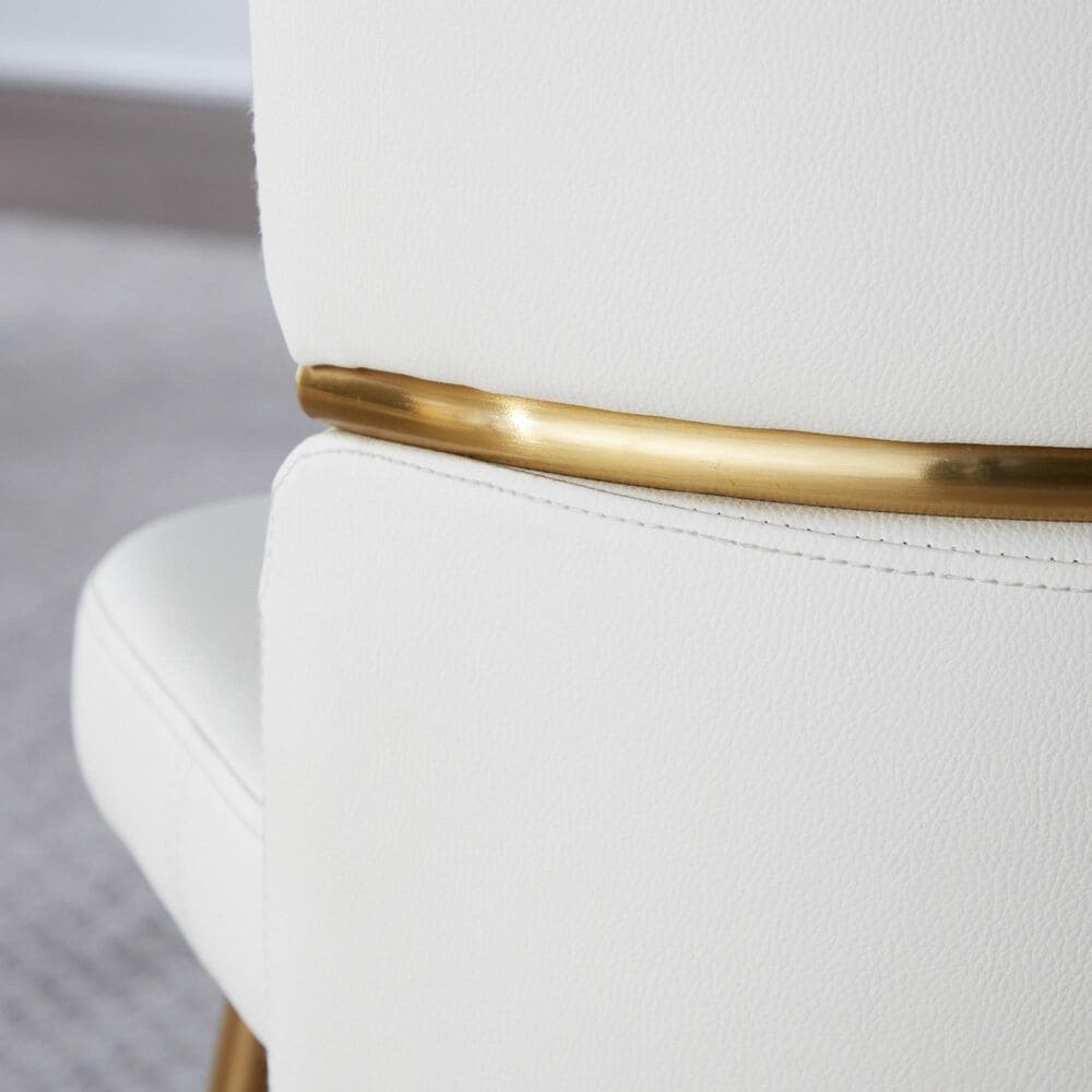 LumiSource Cinch Side Chair with White Faux Leather Cushion in Gold (Set of 2), , large