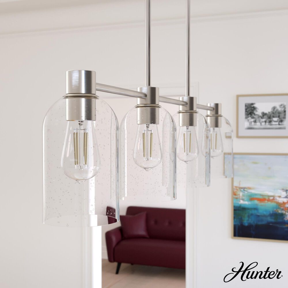Hunter Lochmeade 4-Light Linear Chandelier in Brushed Nickel, , large