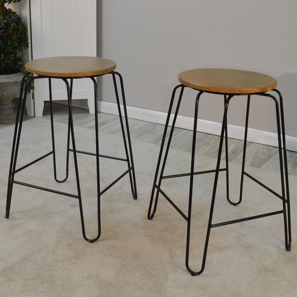 Carolina Cottage Ethan 24" Stool in Maple/Black (Set of 2), , large