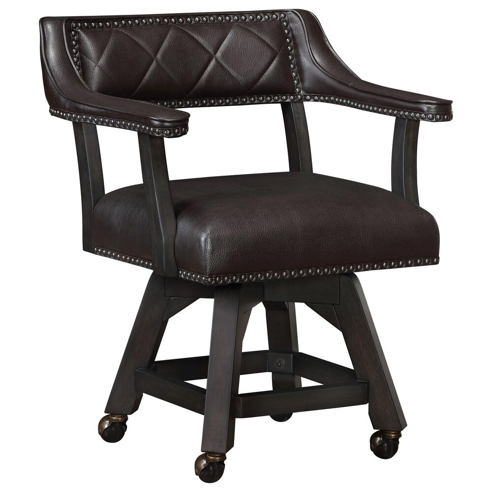 Radius Ashford Swivel Chair With Casters with Black Bonded Leather, , large