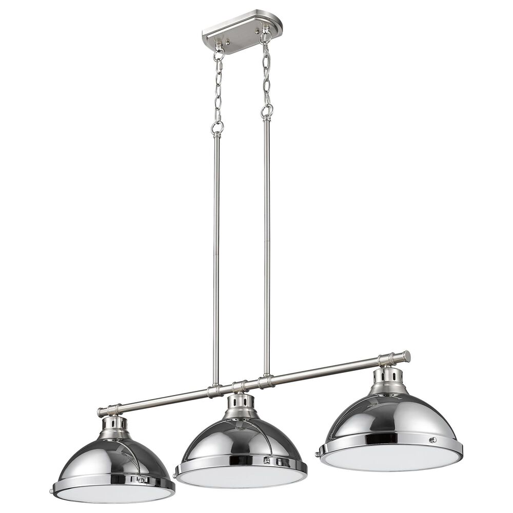 Golden Lighting Duncan 3-Light Pendant with Chrome Shade in Pewter, , large