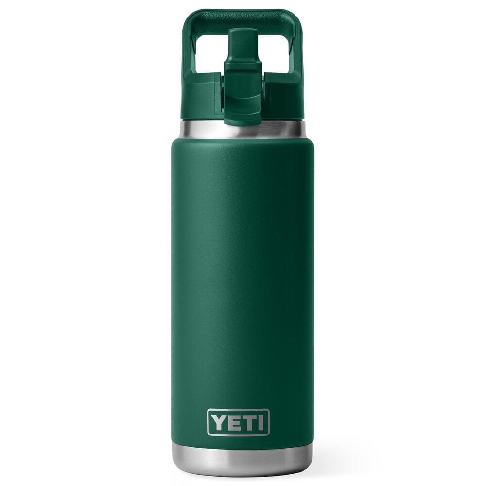 YETI Rambler 26 Oz Water Bottle with Color-Matched Straw Cap in Black Forest Green, , large