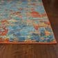 Kas Oriental Rugs Illusions Elements 3"3" x 4"11" Blue and Coral Area Rug, , large