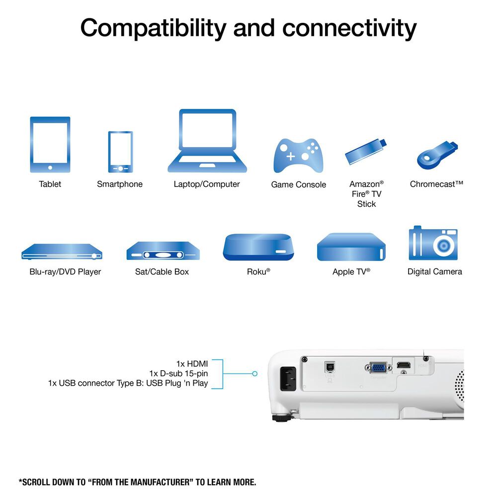 Epson EX3280 3LCD XGA Projector in White, , large